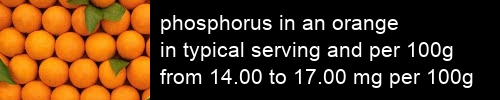 phosphorus in an orange information and values per serving and 100g